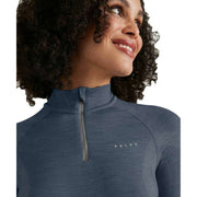 Falke Long Sleeve Zip Wool Tech Shirt - Capitain Blue