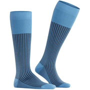 Falke Oxford Stripe Knee High Socks - Cornflower Blue