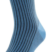 Falke Oxford Stripe Knee High Socks - Cornflower Blue