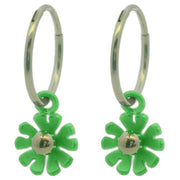 ti2-titanium-ten-petal-flower-charm-hoop-earrings---green-34437804