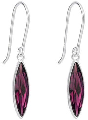 Beginnings Slim Navette Drop Earrings - Silver/Amethyst Purple
