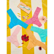 Hanky Panky Signature Lace Low Rise Matchbox 5 Pack Thong - Rose Water Pink/Naples/Ginger/Seafoam Blue