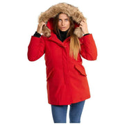 Helvetica Mountain Pioneers Lilli Hooded Parka Jacket - Red/Natural