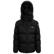 Helvetica Mountain Pioneers Middle Block Hooded Down Jacket - Black