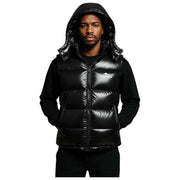 Helvetica Mountain Pioneers Space Sleeveless Hooded Jacket - Black
