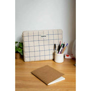 Hindbag Ava Medium 15inch Laptop Case - Off White/Blue Check