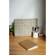Hindbag Ava Small 13inch Laptop Case - Sage Green/White Check