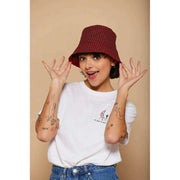 Hindbag Bob Bucket Hat - Terracotta Red Houndstooth