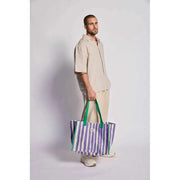 Hindbag Claude Tote Bag - Green/Parma Stripes