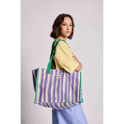 Hindbag Claude Tote Bag - Green/Parma Stripes