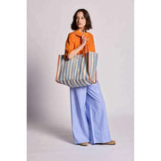 Hindbag Claude Tote Bag - Orange/Blue Stripes