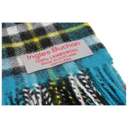 Ingles Buchan Thomson Blue Lambswool Scarf - Blue/Black/Yellow