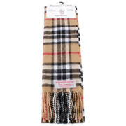 Ingles Buchan Thomson Camel Lambswool Scarf - Beige/White/Black