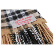 Ingles Buchan Thomson Camel Lambswool Scarf - Beige/White/Black