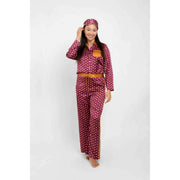 Jessica Russell Flint Stars Silk Eye Mask - Burgundy/Gold