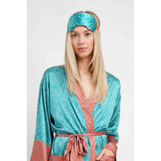 Jessica Russell Flint Stars Silk Eye Mask - Teal Blue/White