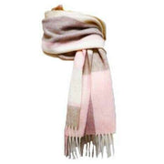 Knightsbridge Neckwear Window Pane Check Pure Wool Scarf - Beige/Soft Pink