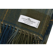 Locharron of Scotland Borders Scottish Borderland Lambswool Blanket - Olive Green/Navy