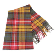 Locharron of Scotland Bowhill Buchanan Antique Lambswool Tartan Scarf - Green/Orange/Yellow/White