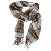 Locharron of Scotland Darwin Stewart Dress Lambswool Scarf - Cream/Olive Green