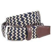 Miguel Bellido Elastic Woven Belt - Navy Blue/Beige