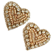 My Doris Beaded Glitzy Heart Stud Earrings - Gold