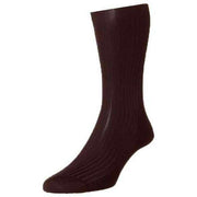 Pantherella Baffin Rib Silk Socks - Burgundy