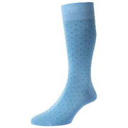 Pantherella Gadsbury Pin Dot Cotton Lisle Socks - Sea Blue