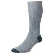 Pantherella Hamada Contrast Heel and Toe Linen Blend Socks - Teal