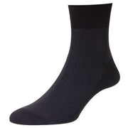 Pantherella Hyde Tonal Pattern Egyptian Cotton Ankle Socks - Black