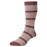Pantherella Samarkand Rib Stripe Linen Blend Socks - Pale Pink