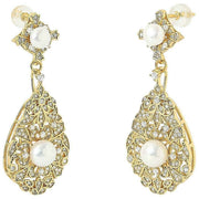 Pearls of the Orient Vintage Style Pearl Drop Earrings - Gold/White/Silver