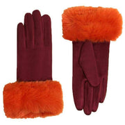 Powder Bettina Gloves - Burgundy/Tangerine Orange