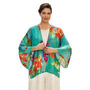 Powder Hummingbird at Dusk Kimono Jacket - Teal