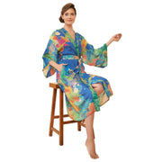 Powder Hummingbird Kimono Gown - Denim Blue