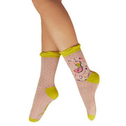 Powder Letter J Ankle Socks - Pink