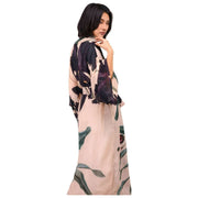 Powder Midnight Orchid Long Kimono Gown - White