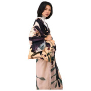 Powder Midnight Orchid Long Kimono Gown - White