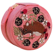 Powder Round Velvet Mouse Jewellery Box - Pink