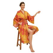 Powder Tapestry Kimono Gown - Mustard