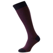 Pantherella Highbury Houndstooth Merino Royale Over the Calf Socks - Blackberry Purple