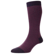 Pantherella Highbury Houndstooth Merino Royale Socks - Blackberry Purple