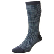 Pantherella Highbury Houndstooth Merino Royale Socks - Navy