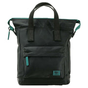 Roka Bantry B Small All Black Recycled Nylon Backpack - Black/Teal