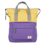 Roka Bantry B Small Creative Waste Two Tone Recycled Canvas Backpack - Imperial Purple/Bamboo Yellow