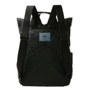 Roka Canfield B Medium All Black Recycled Nylon Backpack - Black/Airforce Grey