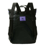 Roka Canfield B Medium All Black Recycled Nylon Backpack - Black/Simple Purple
