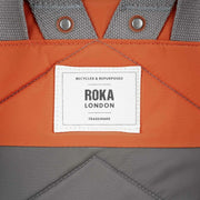 Roka Canfield B Medium Creative Waste Two Tone Recycled Nylon Backpack - Graphite Grey/Burnt Orange