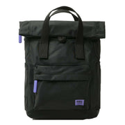 Roka Canfield B Small All Black Recycled Nylon Backpack - Black/Simple Purple