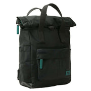 Roka Canfield B Small All Black Recycled Nylon Backpack - Black/Teal